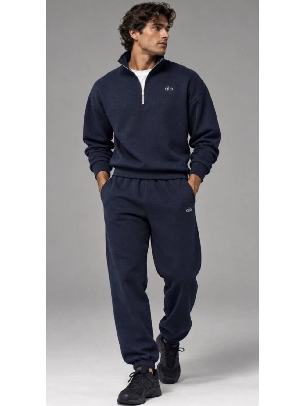 NEW ALO Yoga Accolade Sweatshirt Navy Blue 1/4 Zip Pullover Large Unisex T